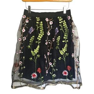 Gabi &‎ Sam embroidered floral mesh skirt